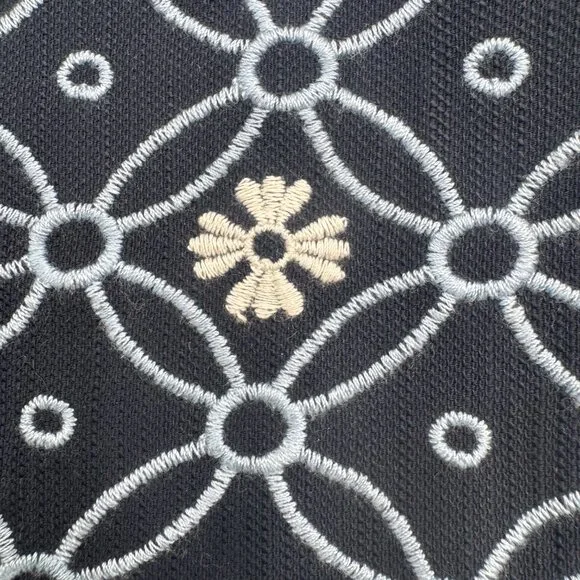 Loft Navy White Embroidered Lined Mini Skirt Classic Chic Size 8 - Picture 4 of 8